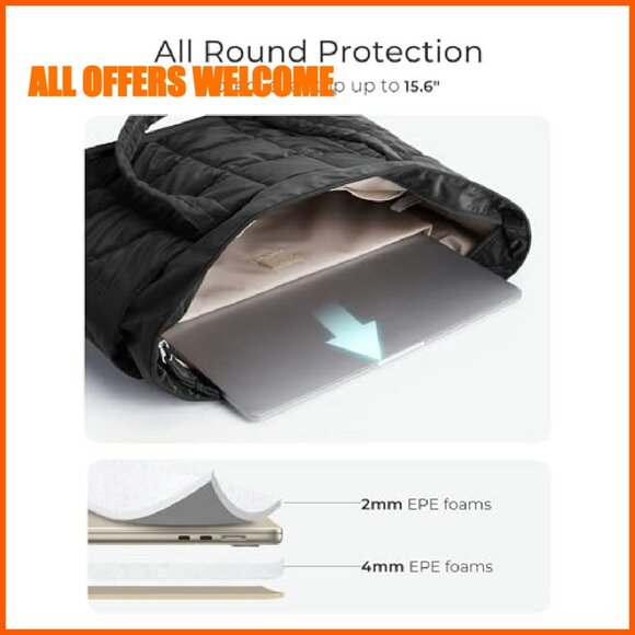 Expandable Quilted Tote Bag, Puffer Work Handbag, Travel Gym Carry On - Picture 6 of 8